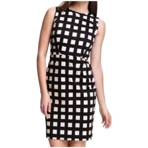 SZ2 Kate Spade Lorelei Dress checkered stretch cotton sheath black white